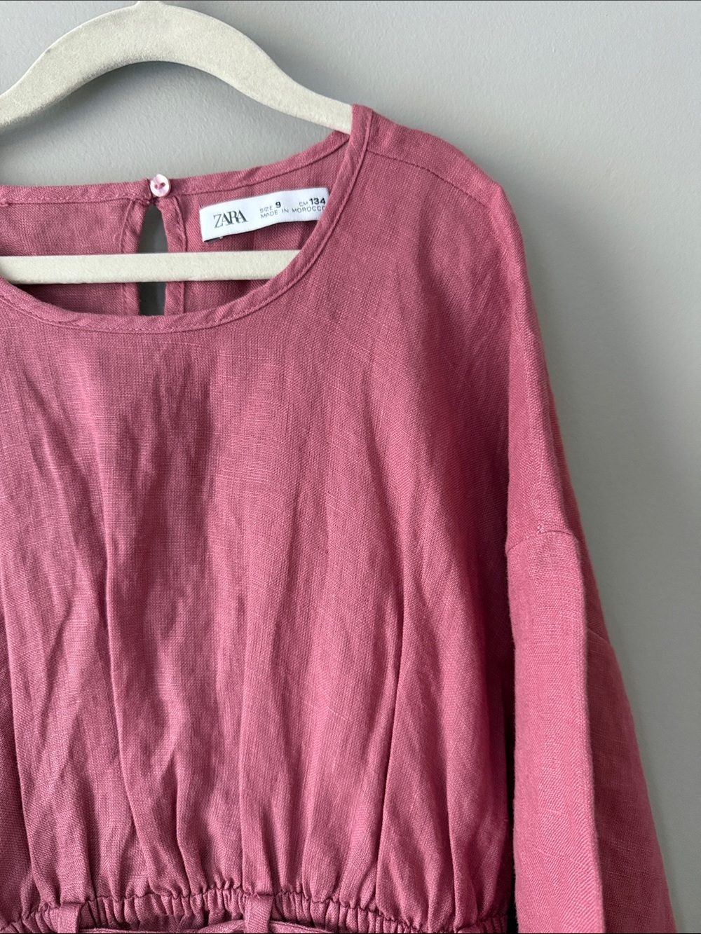 Zara Dusty Rose Long-Sleeve Drawstring Waist Dress - Picture 4 of 6